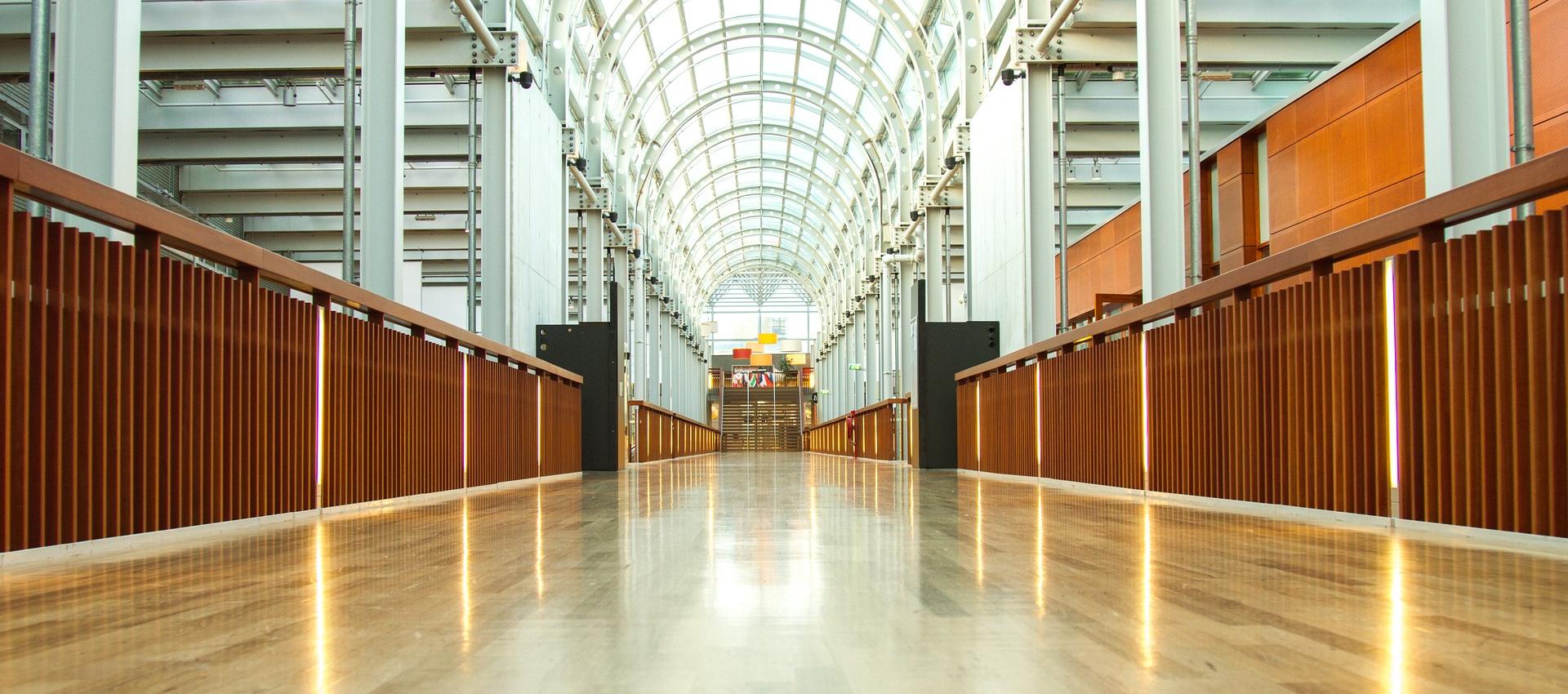 Interior of building with wooden floor