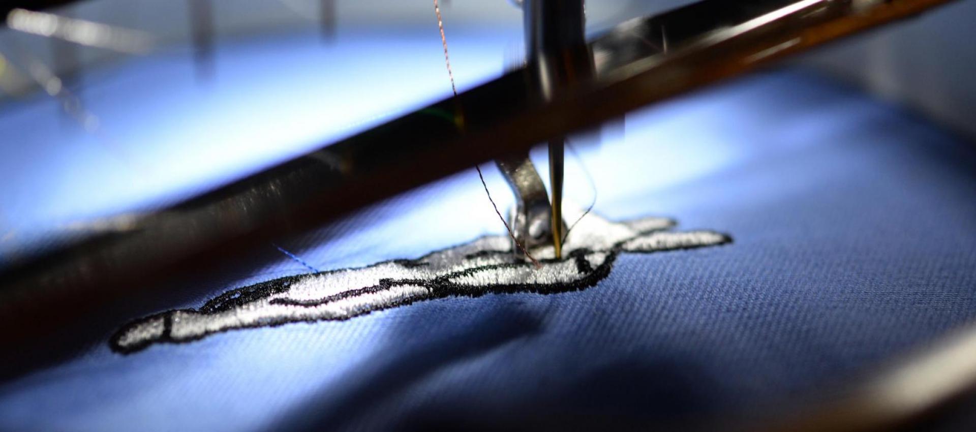 Close-up of embroidery machine