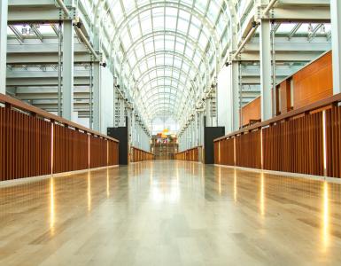Interior of building with wooden floor
